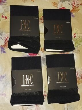 x4 Pairs INC International Concepts Women's Black Dress Socks